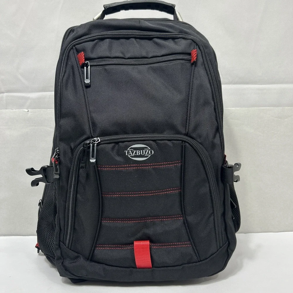 Tazbuzo 18.4x 13 Inch Black Red Travel Laptop Backpack Men's